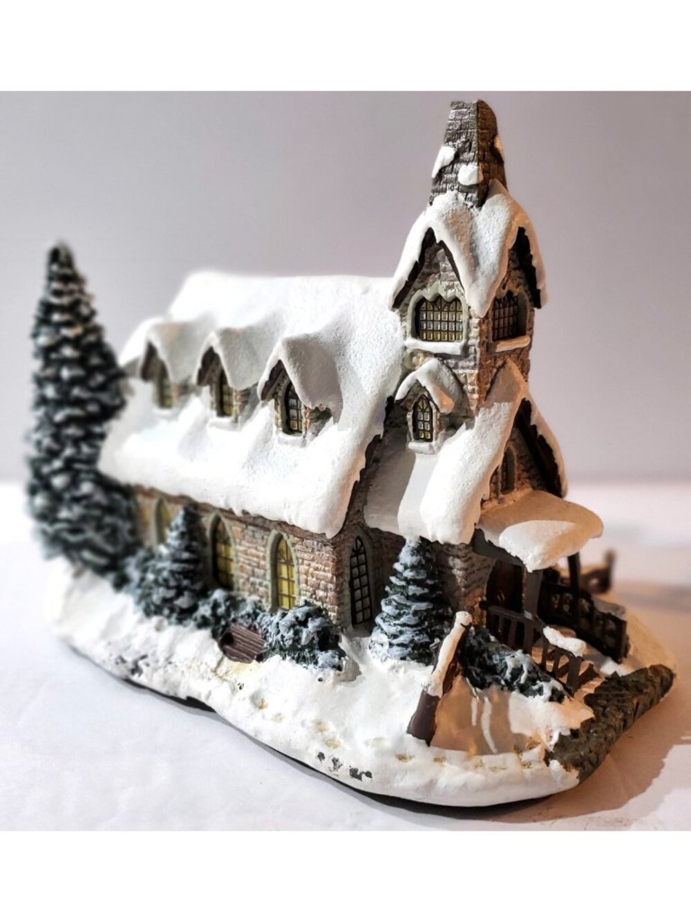 LIGHT OF HOPE CHURCH Hawthorne Christmas Village Thomas Kinkade building DAMAGED